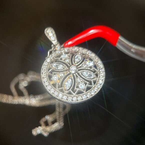 Art Deco Design 925 Silver Necklace - Picture 3 of 9